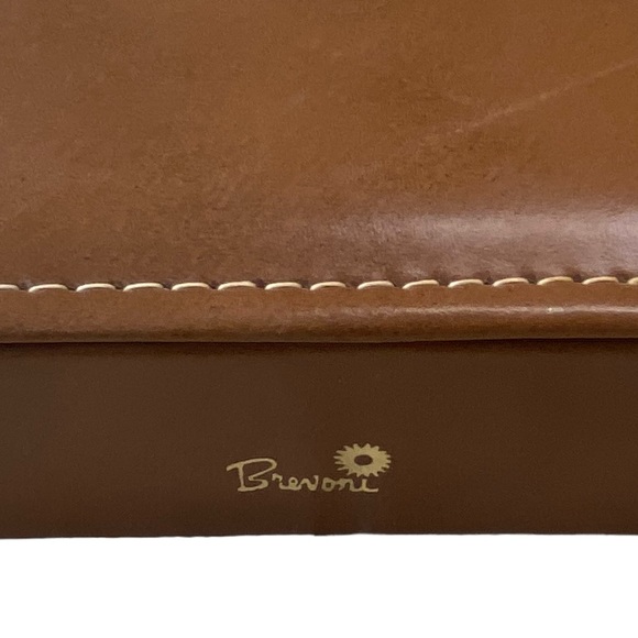 Vintage Leather Brown Brevoni Mid Century Men’s Cufflinks Tie Bars Jewelry Box - Picture 4 of 12